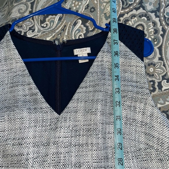 J. Crew Sheath Dress V-Neck Midi, Navy Blue and Gray - Picture 10 of 11